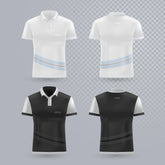 Four polo shirts with logo in white and black designs